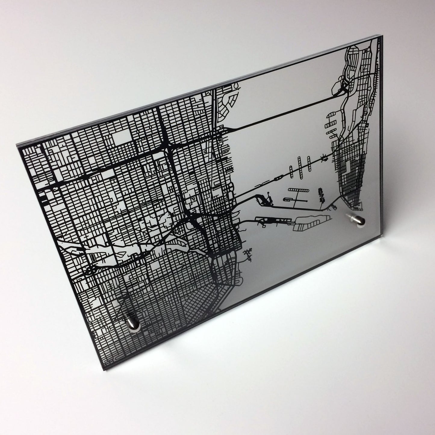 Miami FL laser cut desk map - CarbonLight