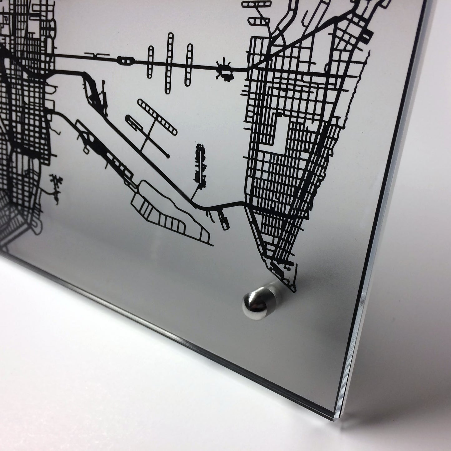 Miami FL laser cut desk map - CarbonLight