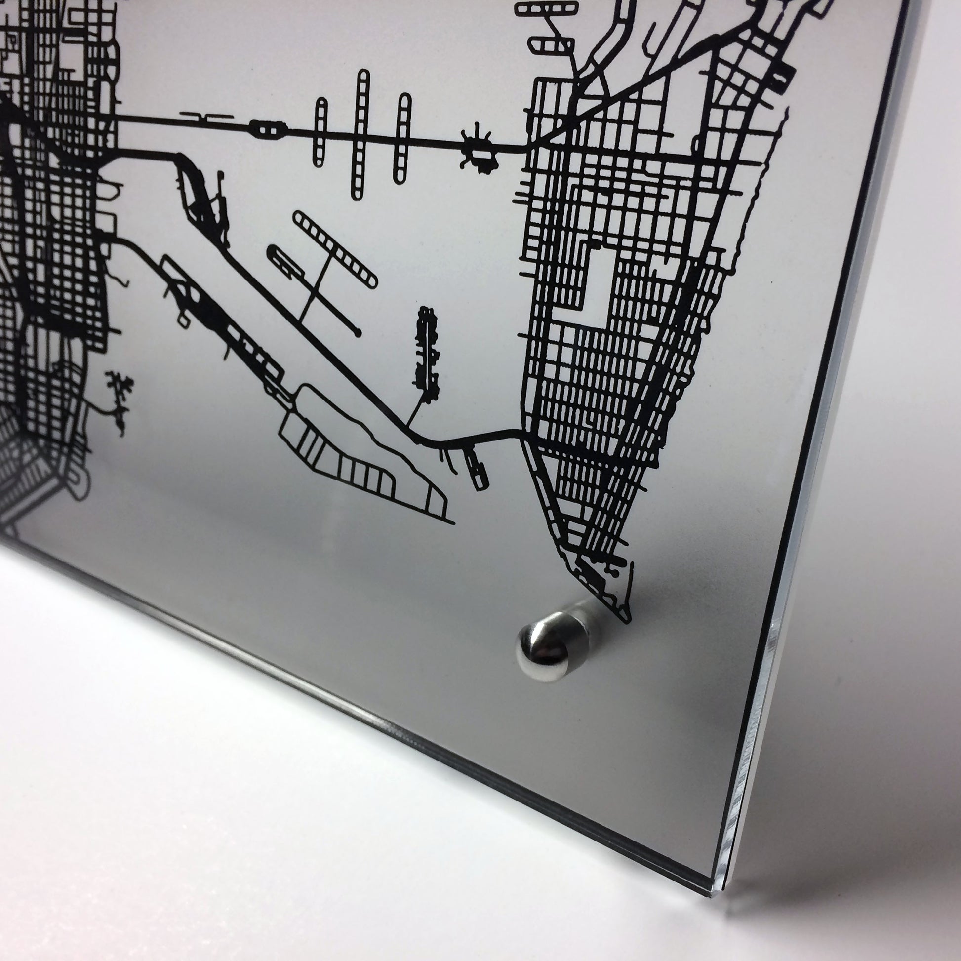 Miami FL laser cut desk map - CarbonLight