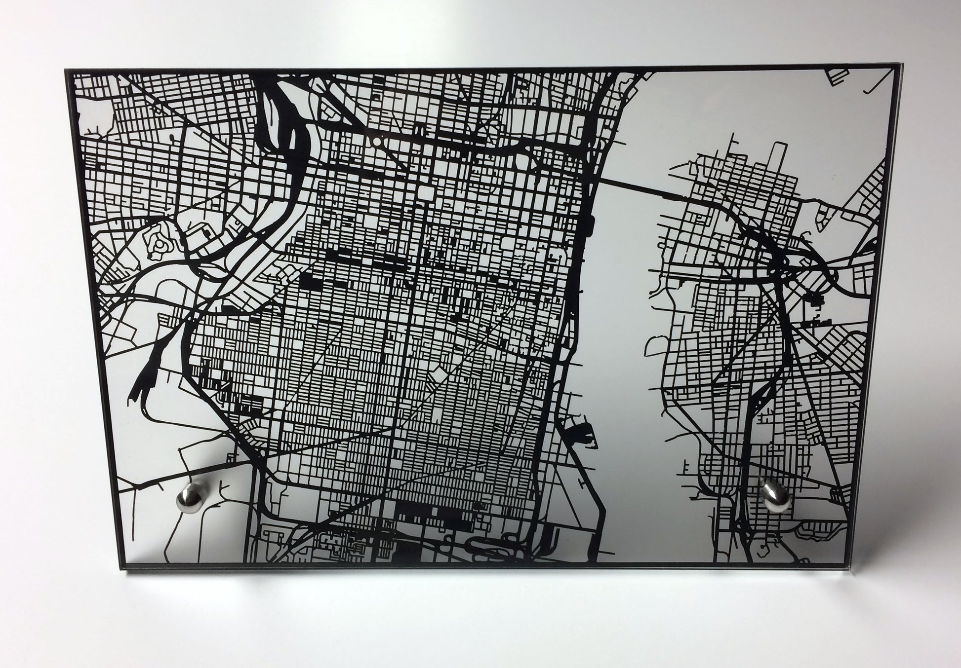 Philadelphia PA laser cut desk map - CarbonLight