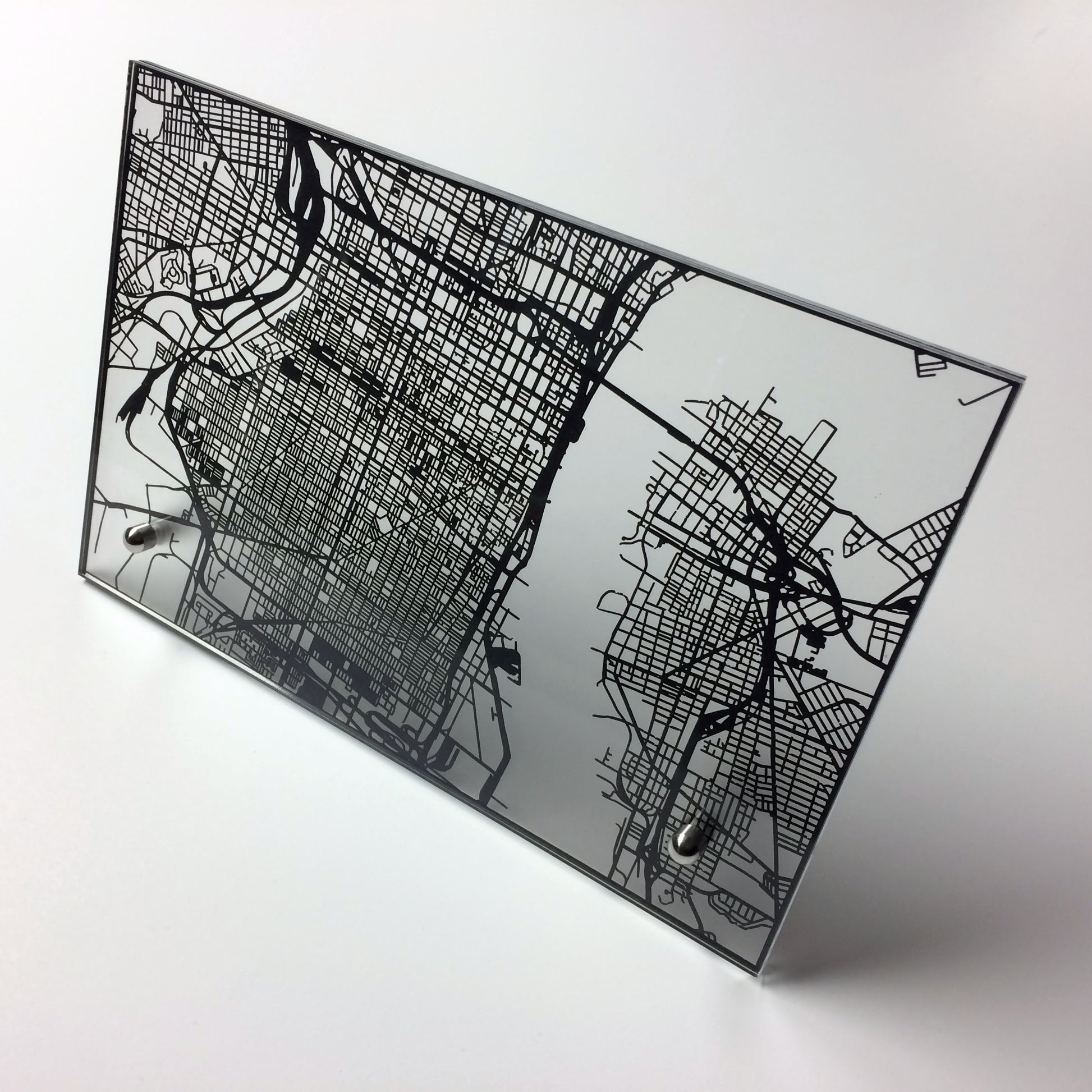 Philadelphia PA laser cut desk map - CarbonLight