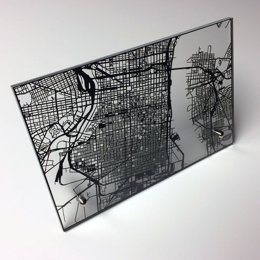 Philadelphia PA laser cut desk map - CarbonLight