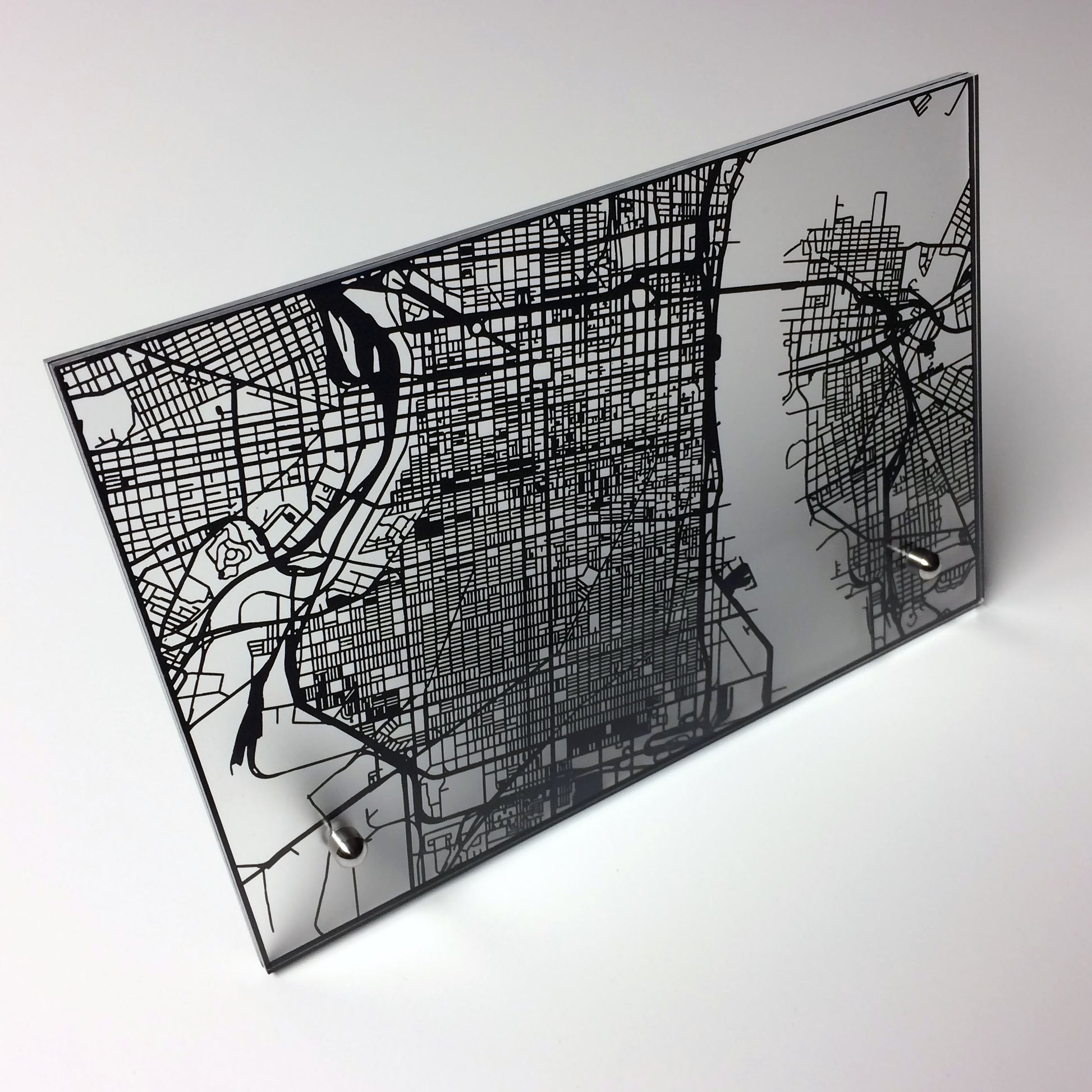 Philadelphia PA laser cut desk map - CarbonLight