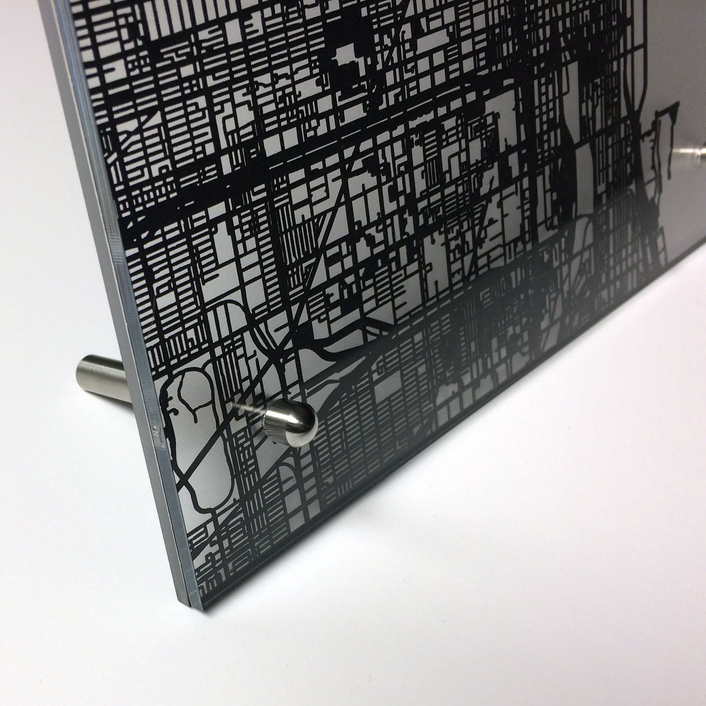 Chicago IL laser cut desk map - CarbonLight