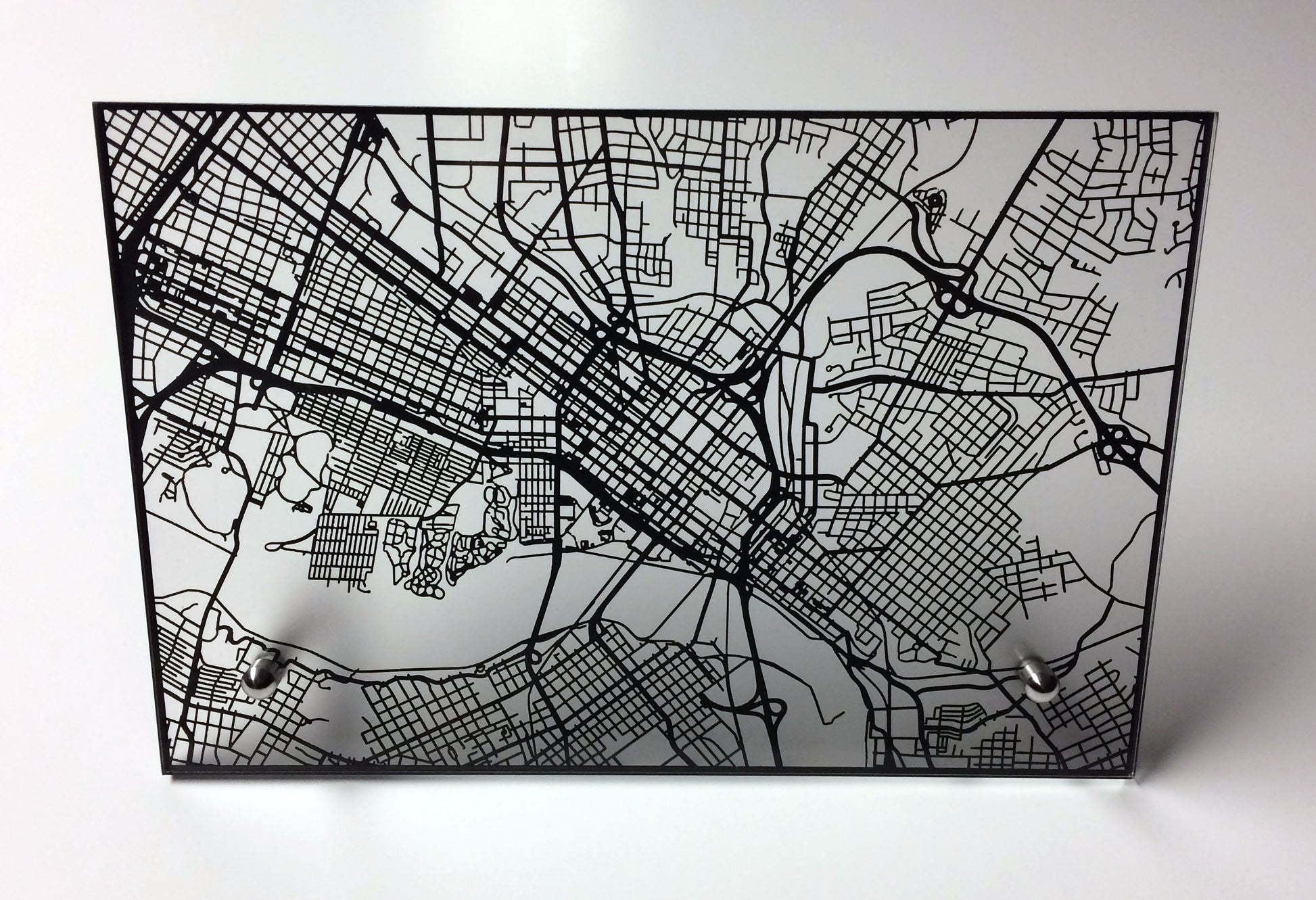 Richmond VA laser cut desk map - CarbonLight