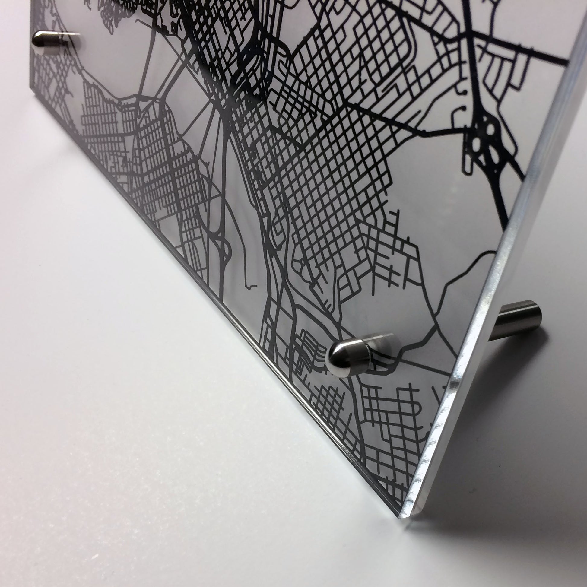 Richmond VA laser cut desk map - CarbonLight