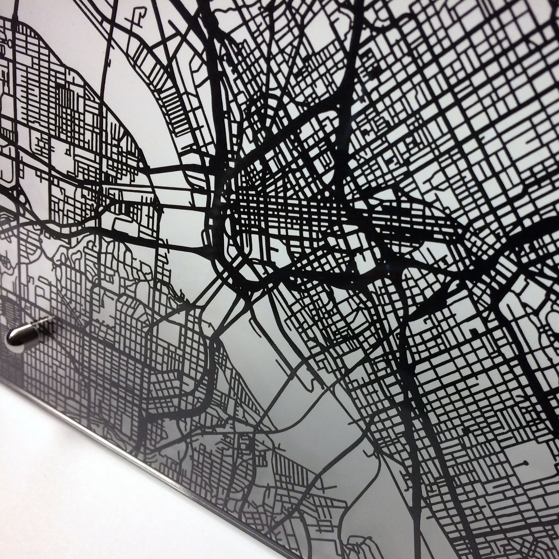 Dallas TX laser cut desk map - CarbonLight