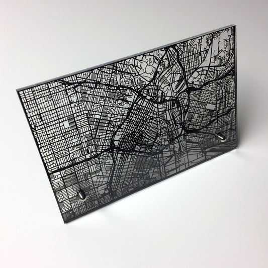 Los Angeles CA laser cut desk map - CarbonLight