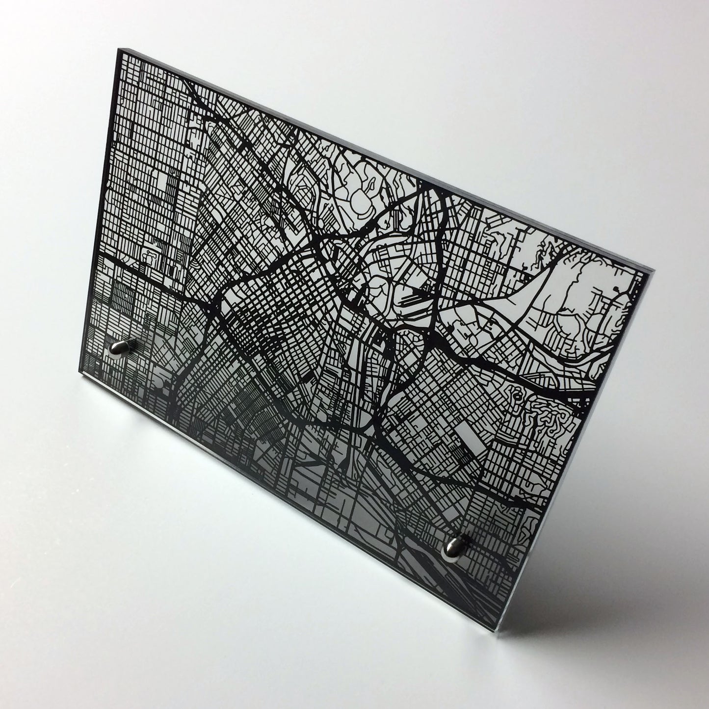 Los Angeles CA laser cut desk map - CarbonLight