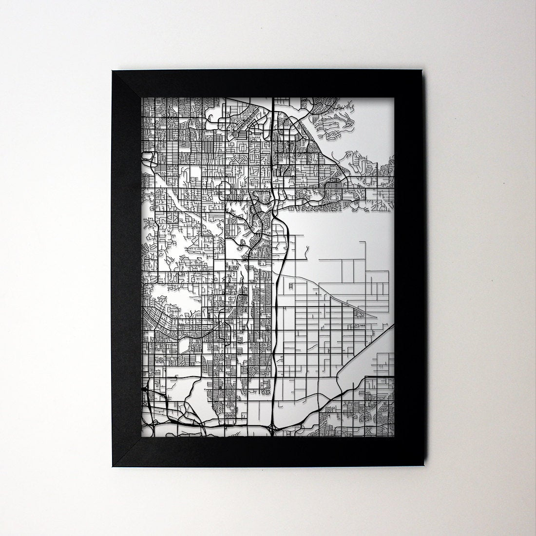 Scottsdale Arizona framed laser cut map - CarbonLight