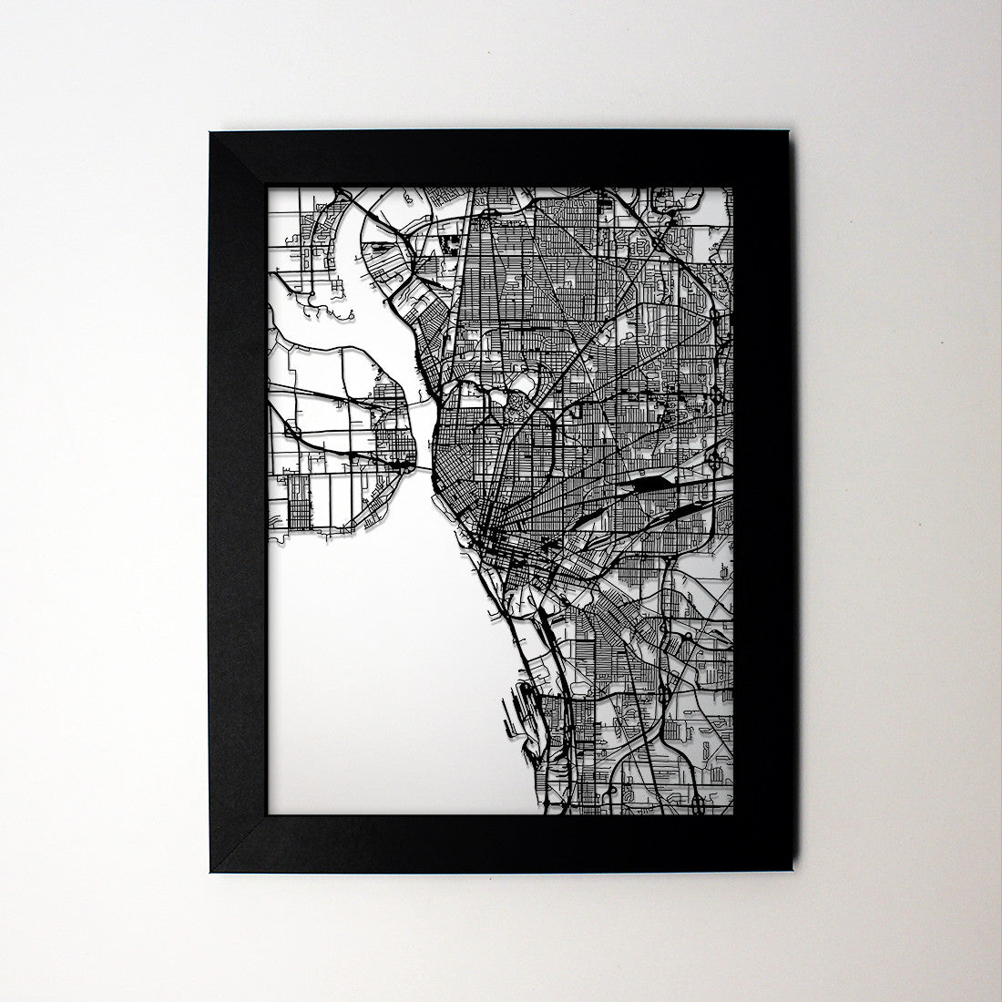 Buffalo NY laser cut wall map - CarbonLight