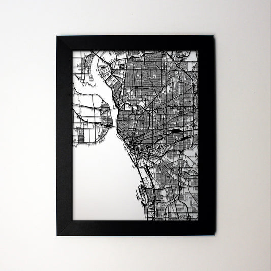 Buffalo NY laser cut wall map - CarbonLight
