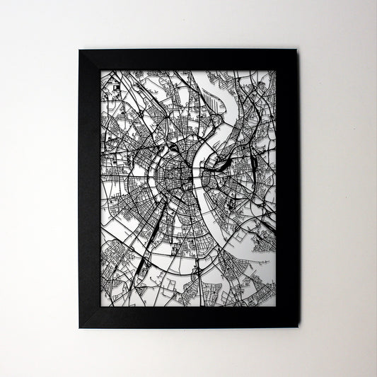 Cologne Germany laser cut wall map - CarbonLight