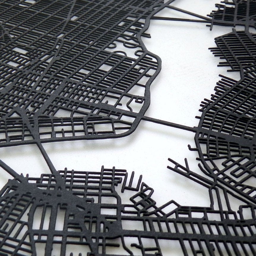 Nashville TN laser cut wall map - CarbonLight