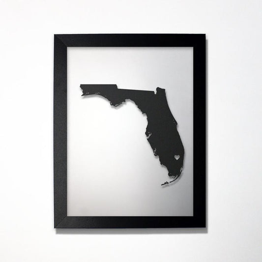Florida laser cut map - CarbonLight