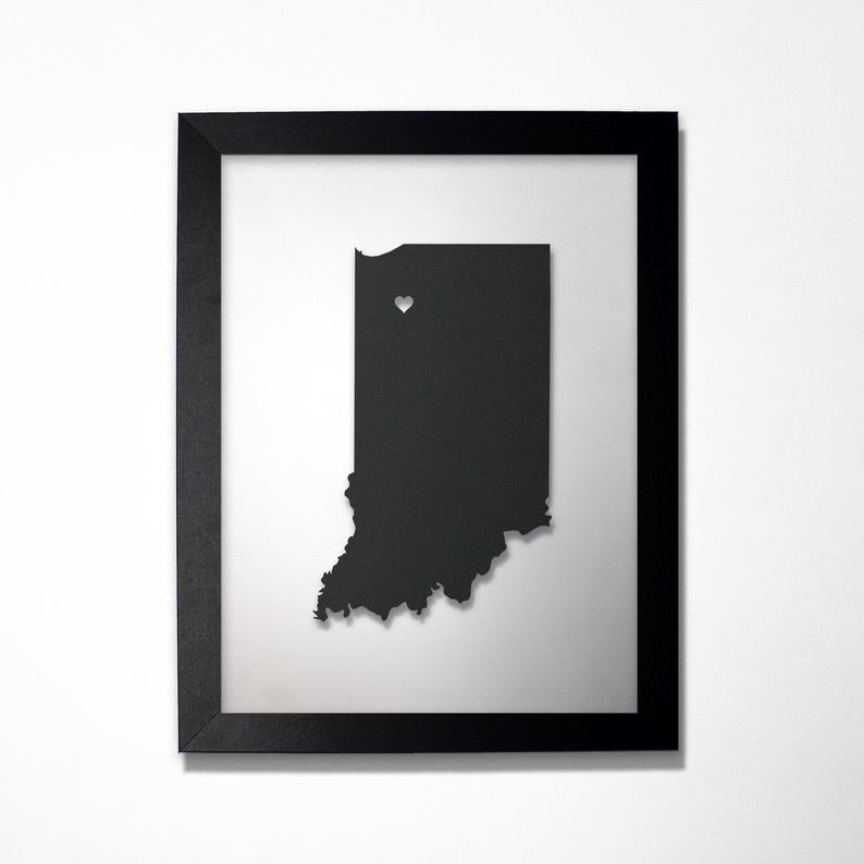 Indiana laser cut map - CarbonLight