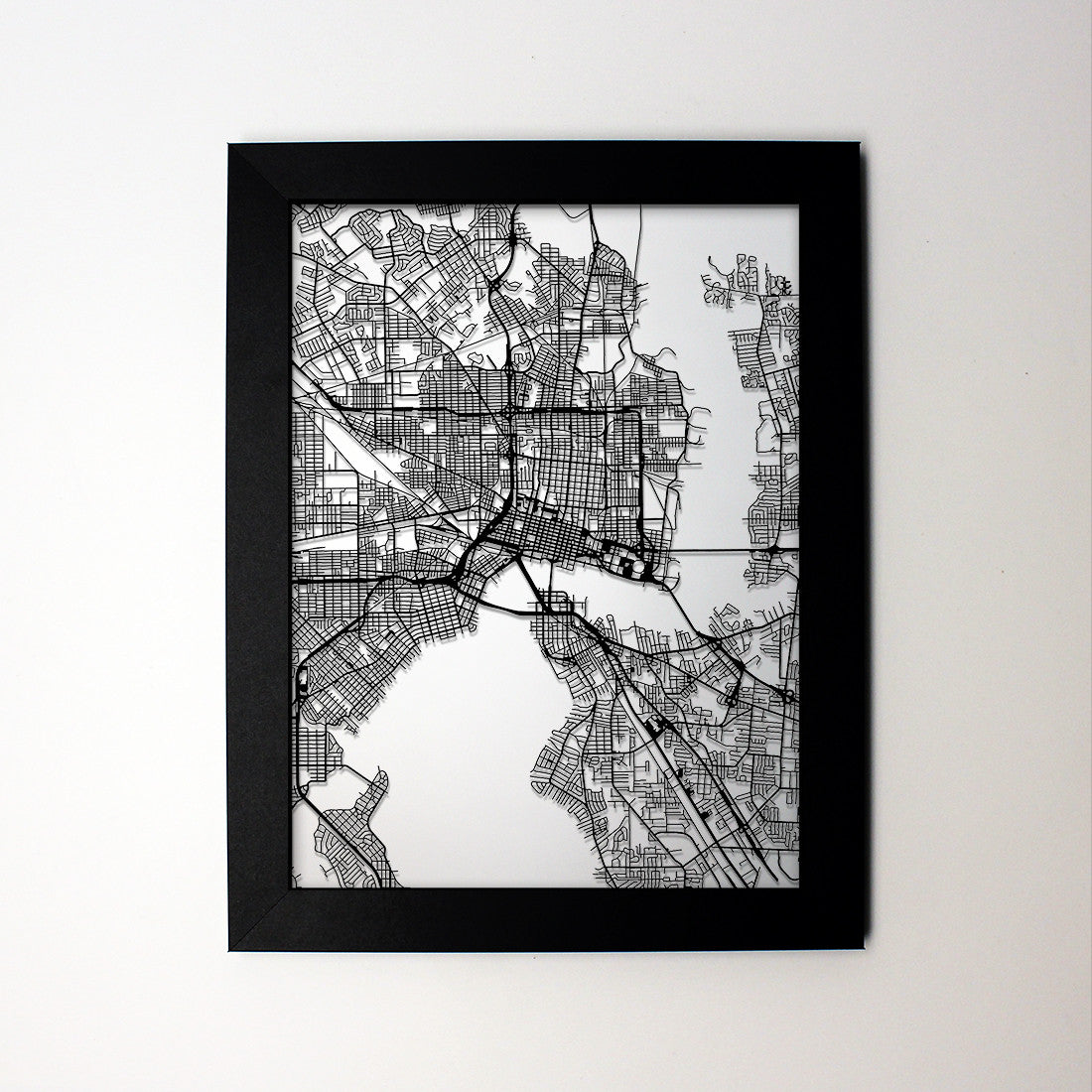 Jacksonville FL laser cut wall map - CarbonLight