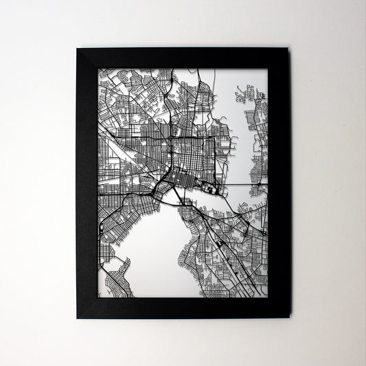 Jacksonville FL laser cut wall map - CarbonLight