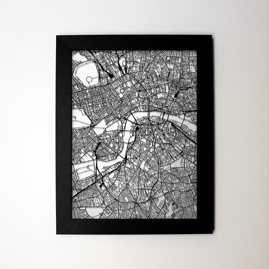 London UK laser cut wall map - CarbonLight