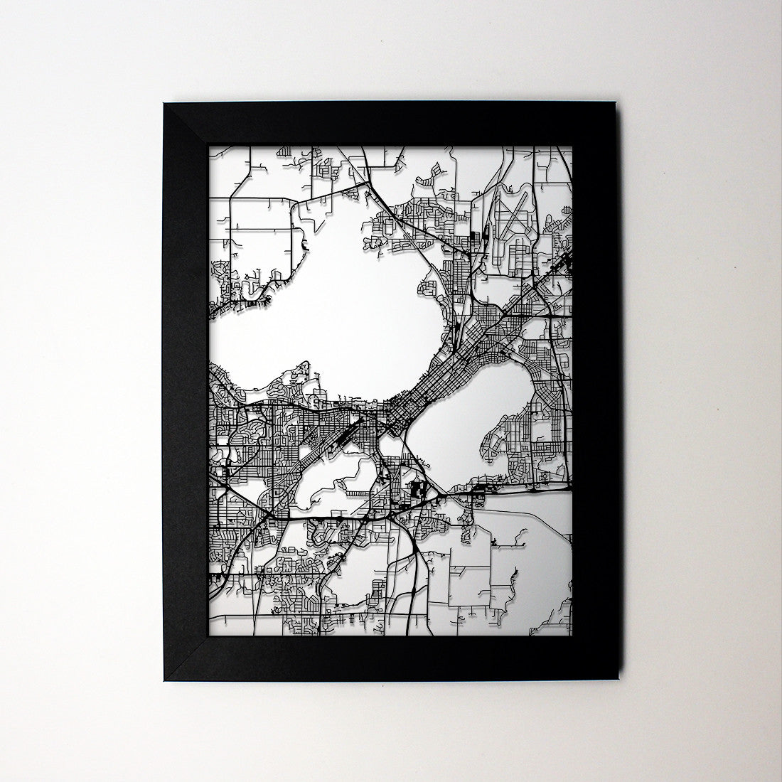 Madison WI laser cut wall map - CarbonLight