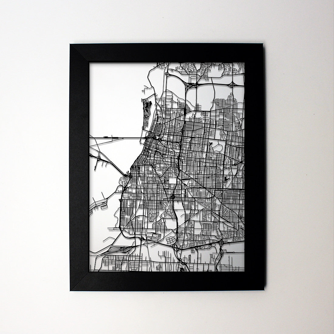 Memphis TN laser cut wall map - CarbonLight