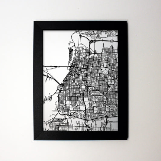 Memphis TN laser cut wall map - CarbonLight