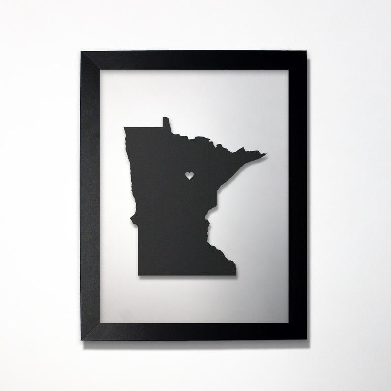 Minnesota laser cut map - CarbonLight