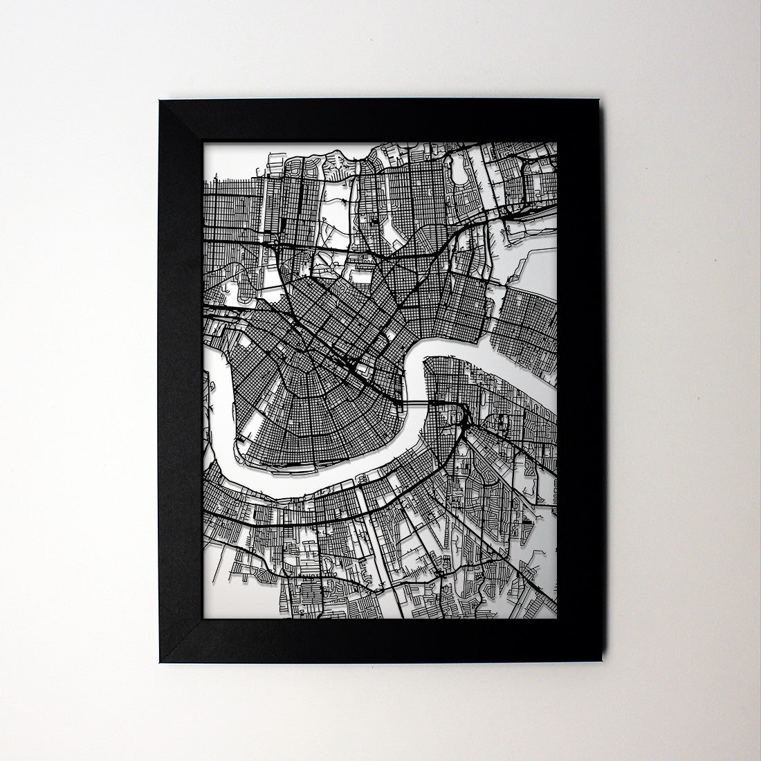 New Orleans LA laser cut wall map - CarbonLight