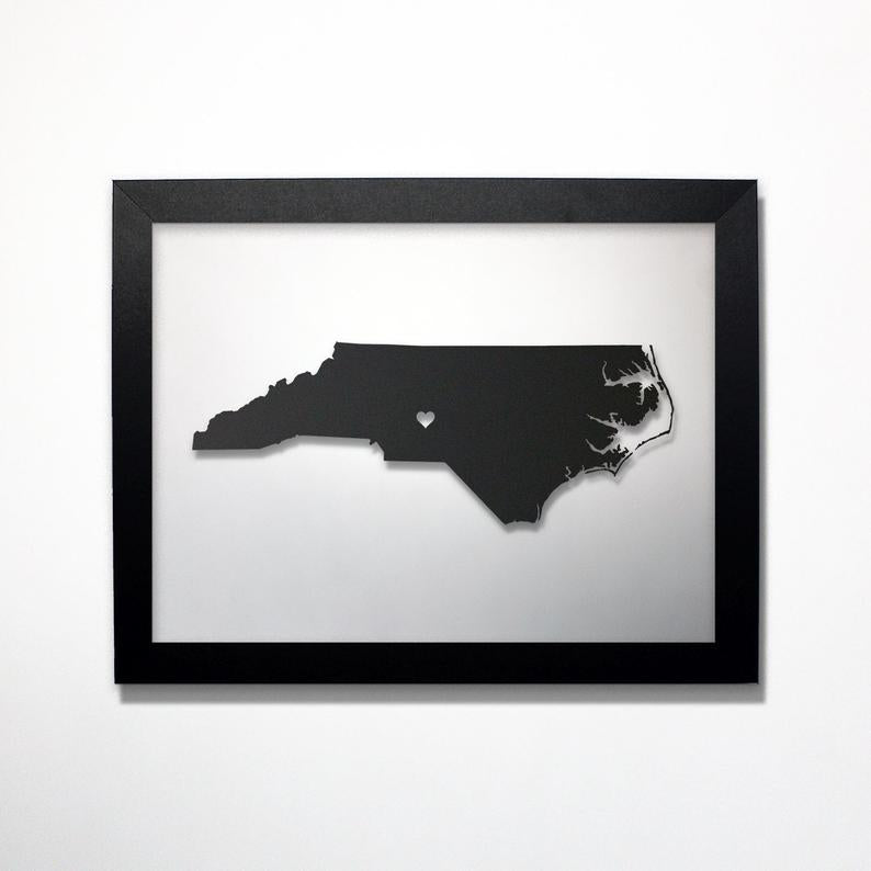 Personalized Framed Boundary Map - CarbonLight