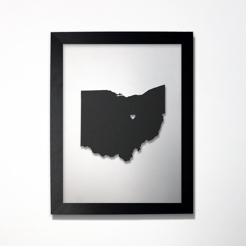 Ohio laser cut map - CarbonLight