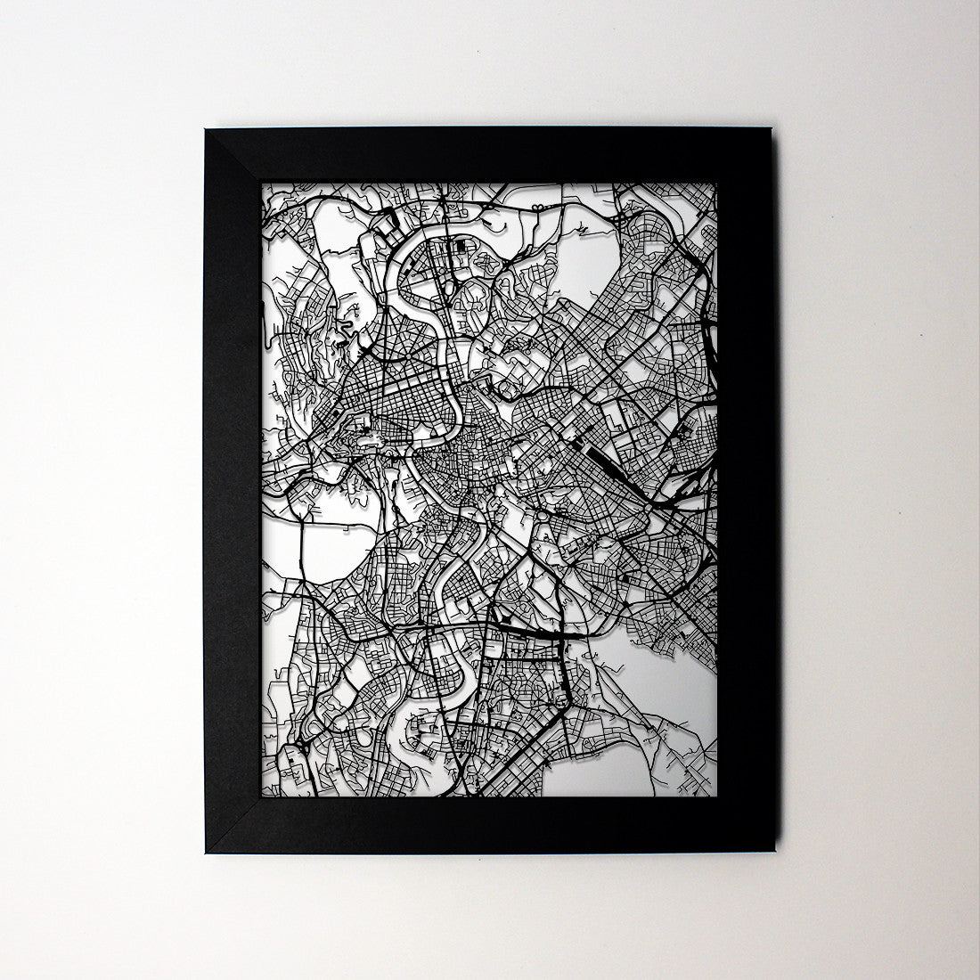 Rome Italy laser cut wall map - CarbonLight