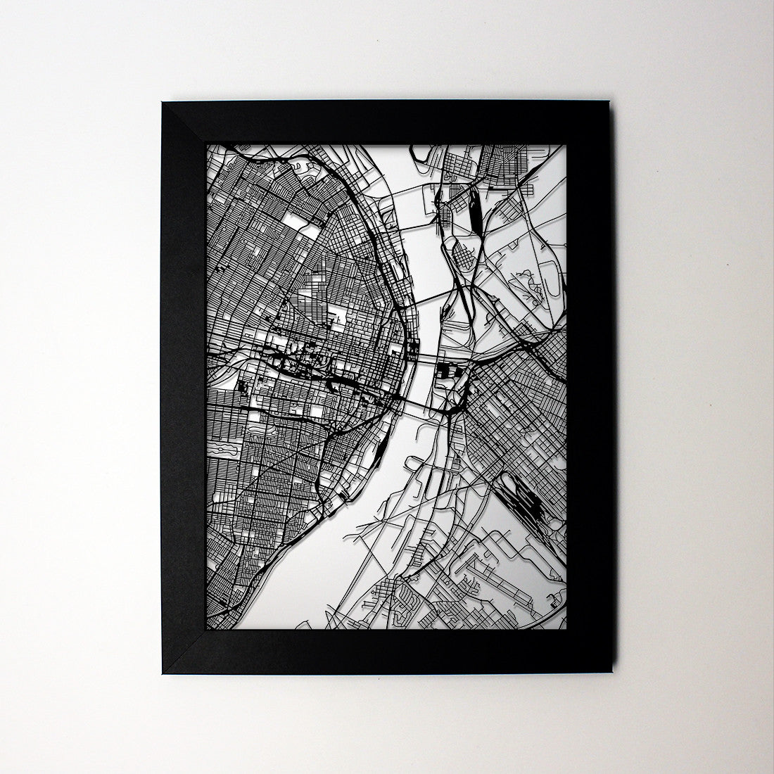 St Louis MO laser cut wall map - CarbonLight