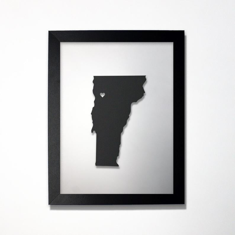 Vermont laser cut map - CarbonLight