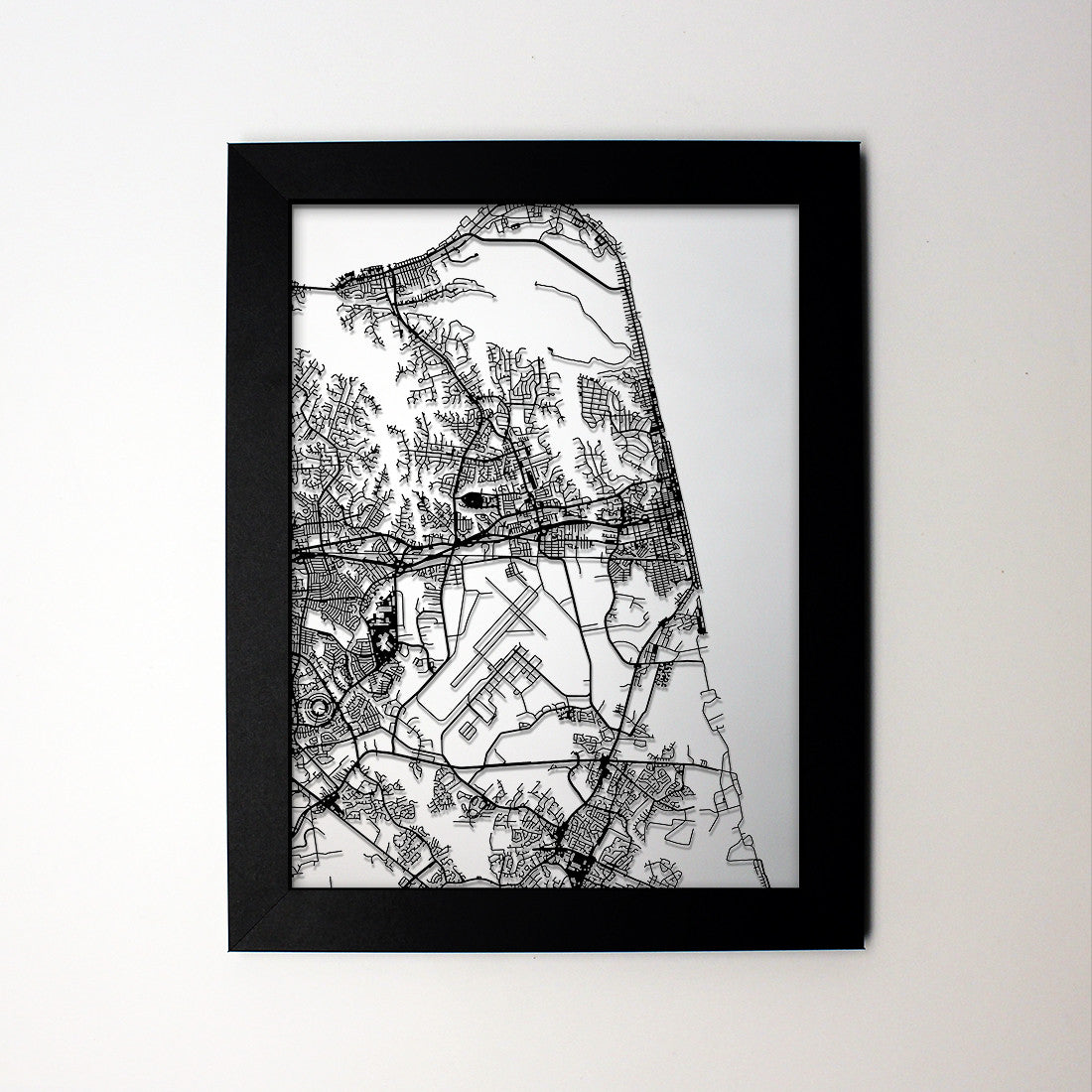 Virginia Beach VA laser cut wall map - CarbonLight